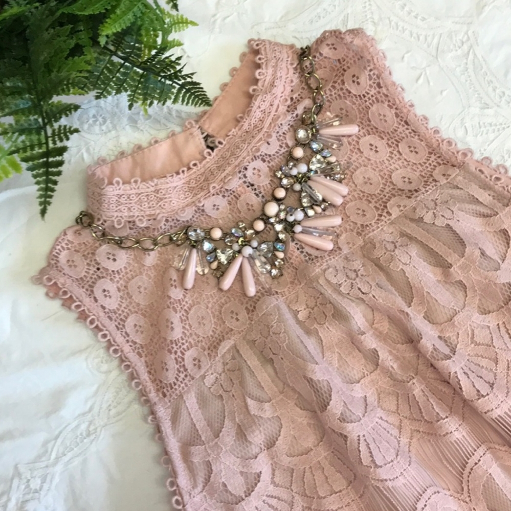 Blush Pink Lace Swing Dress